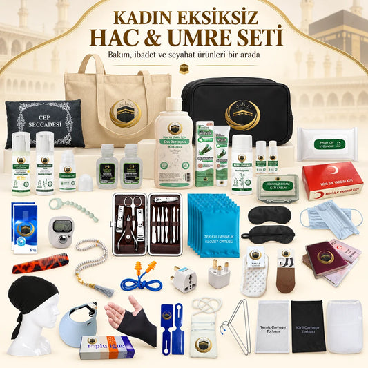 Kadın Eksiksiz Hac ve Umre Seti – Bakım, İbadet ve Seyahat Paketi